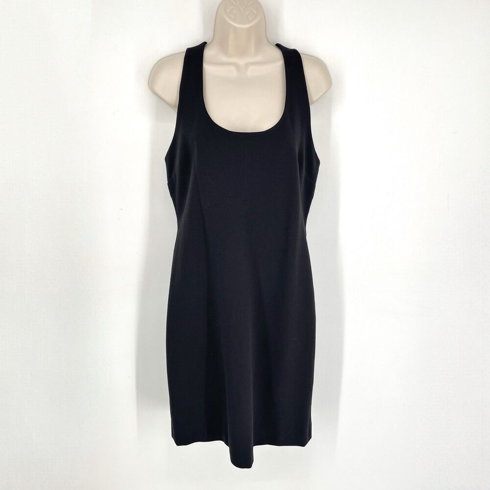 Boston Proper Scoop Neck Racerback Dress Sz 12 Black Sleeveless Bodycon Stretch